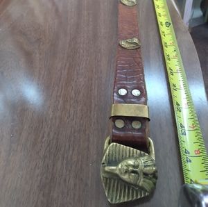Solid brass Egyptian style vintage leather belt